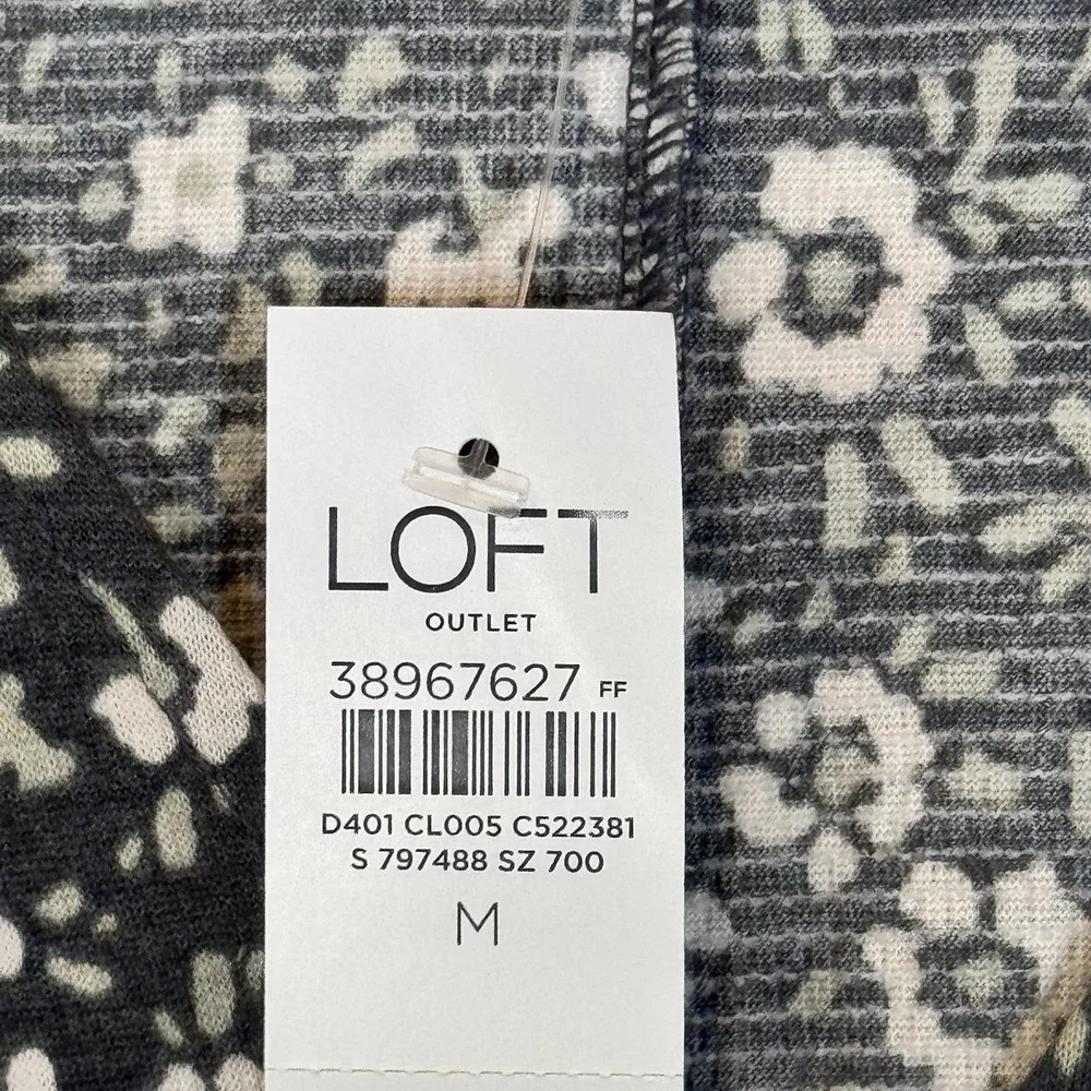 LOFT Outlet‎ Blouse Women Medium Black Floral Peplum Smocked Cottagecore NWT